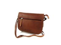 Trendy kleptasje schoudertasje COCO wax Pull Up Cognac