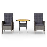 vidaXL 3-delige Bistroset poly rattan grijs, bistroset, buitenset, terrasmeubel, tuinset, buiten set, terras meubel, terras tafel, terrastafel
