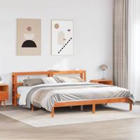 vidaXL Bedframe met hoofdbord massief grenenhout wasbruin 180x200 cm, bed, bed ombouw, boxspring, bedbodem, slaapkamermeubel, twijfelaar bed