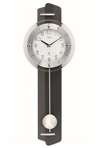 AMS F5264 Wandklok met slinger Radiogestuurd Carbon-motief 70 cm