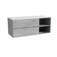 Storke Edge zwevend badmeubel 130 x 52 cm beton donkergrijs met Tavola enkel of dubbel wastafelblad in solid surface mat wit