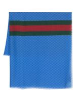 Gucci Web-stripe wool scarf - Bleu