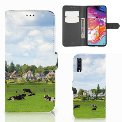 Samsung Galaxy A70 Telefoonhoesje met Pasjes Koeien Samsung Galaxy A70 Telefoonhoesje met Pasjes Koeien