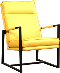 Gele leren industriële design fauteuil Square - Toledo Leer Giallo (geel leer)