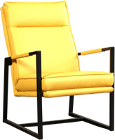 Gele leren industriële design fauteuil Square - Toledo Leer Giallo (geel leer) - thumbnail