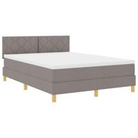 vidaXL Boxspring Bed met Matras & LED Taupe 140x190 cm Stof