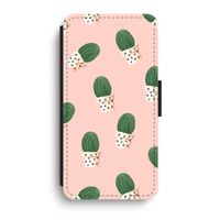 Cactusprint roze: iPhone XR Flip Hoesje