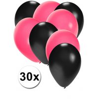 Zwarte en roze ballonnen 30 stuks   -