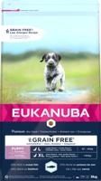 EUKANUBA Graanvrij* premium hondenvoer met zeevis voor grote rassen - droogvoer voor puppy honden, 3 kg