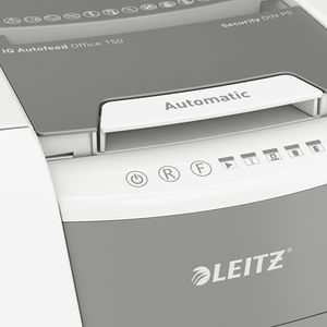 Leitz IQ Autofeed Office 150 Papierversnipperaar 150 vellen Micro cut 2 x 15 mm P-5 44 l Ook geschikt voor Paperclips, Nietjes, Creditcards