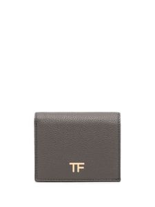 TOM FORD mini portefeuille en cuir à plaque logo - Gris