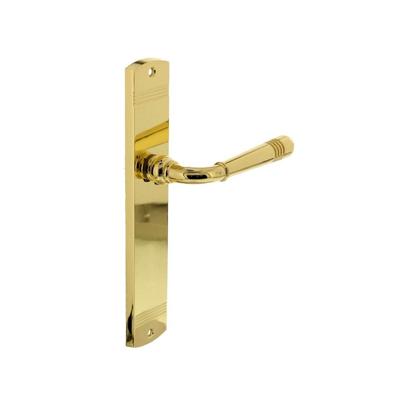 Intersteel Deurkruk Helena op blind langschild - messing gelakt Intersteel Deurkruk Helena op blind langschild - messing gelakt