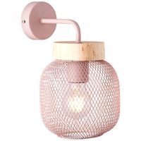 Brilliant Wandlamp Giada roze met hout 99107/04