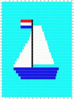 Sunarts doe het zelf pakket model Zeilboot blauw/wit/blauwvlam 90 x 210 cm artikelnummer D298