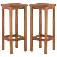 vidaXL 2x Massief Acaciahouten Barstoelen Barkruk Bar Stoel Kruk Stoelen