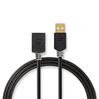 Nedis CCBW60010AT30 USB-kabel | USB 2.0 | USB-A-stekker | USB-A-aansluiting | 480 Mbps | verguld | 3,0 m | rond | PVC | antraciet | box