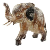 Houten Beeld Olifant Lopend Whitewash (20 x 19 cm) - thumbnail