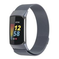 By Qubix - Milanese bandje - Grijs - Compatible met Compatible met Fitbit Charge 5 - Compatible fitbit bandje