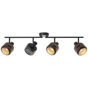 Brilliant 4-lichts plafondlamp Tyas zwart met goud 99945/86