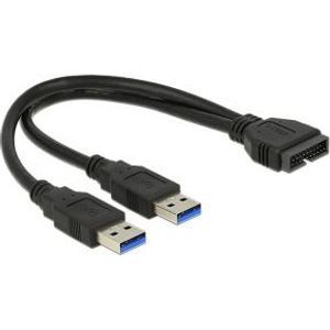 DeLOCK 0.25m USB3.0/2xUSB3.0 USB-kabel 0,25 m USB 3.2 Gen 1 (3.1 Gen 1) 2 x USB A Zwart