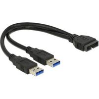 DeLOCK 0.25m USB3.0/2xUSB3.0 USB-kabel 0,25 m USB 3.2 Gen 1 (3.1 Gen 1) 2 x USB A Zwart - thumbnail