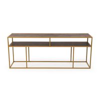 STALUX Side-table Teun 200cm - goud / lederlook bruin - thumbnail