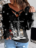 Christmas Casual V Neck Tunic T-Shirt