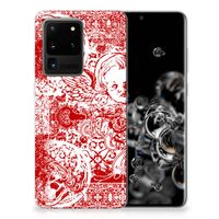 Silicone Back Case Samsung Galaxy S20 Ultra Angel Skull Rood - thumbnail