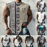 Voor heren Vest Top Mouwloos T-shirt voor heren Grafisch Tribal Strakke ronde hals Kleding 3D-afdrukken Dagelijks Sport Mouwloos Afdrukken Modieus Ontwerper Spier Lightinthebox - thumbnail