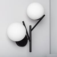 Wandlamp zwart opaal glas 'Baltic' moon bollen glas zwart modern E27 fitting