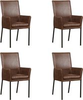 Set van 4 Bruine leren moderne eetkamerstoelen Royal - poot vierkant zwart - Vintage Leer Brown (bruin leer)