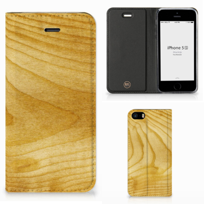 iPhone SE|5S|5 Book Wallet Case Licht Hout