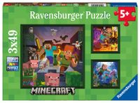 Ravensburger puzzel 3x49 stukjes Minecraft Biomes - thumbnail