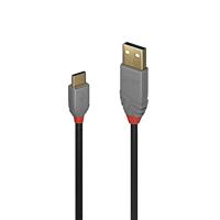LINDY 36886 1m USB 2.0 type C naar A kabel, antraciet lijn, antraciet
