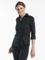 Chaud Devant 611 Women Black Stretch 3/4 Sleeve Blouse