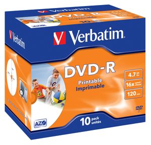 Verbatim 43521 DVD-R disc 4.7 GB 10 stuk(s) Jewelcase Bedrukbaar