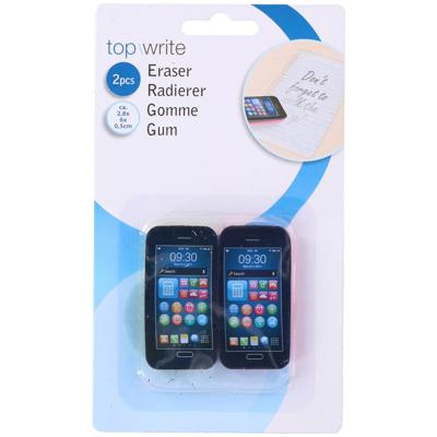 Set Van 2x Potloodgummen Mobiele Telefoon 6 Cm - Gummen