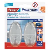 4x Tesa Powerstrips ovale chroom haken large klusbenodigdheden - thumbnail