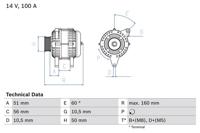 Dynamo / Alternator BOSCH, Spanning (Volt)14V, u.a. für Opel, Vauxhall