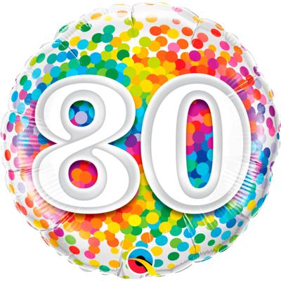 Folie Ballon 80 Jaar Met Confettipint 45 Cm Leeftijd Feestartikelen - Ballonnen