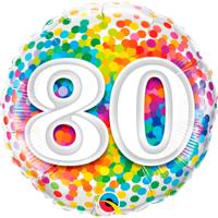 Folie Ballon 80 Jaar Met Confettipint 45 Cm Leeftijd Feestartikelen - Ballonnen