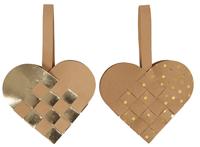 Creotime knutselset harten faux leather goud/bruin 12-delig