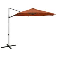 Zweefparasol met paal en LED-verlichting 300 cm terracottakleur - thumbnail