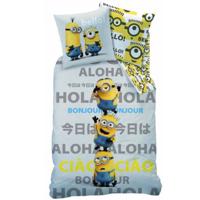 Minions Hola - Dekbedovertrek - Eenpersoons - 140 X 200 Cm - Grijs