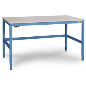 Manuflex LC3923.5012 ESD ESD-werktafel CANTOLAB speciale met rubber schijf, bxdxh = 2000 x 1000 x 752-952 mm Lichtblauw (RAL 5012)