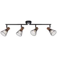 Brilliant Landelijke plafondlamp Manama 4-lichts zwart met houtbruin 78132/76