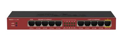 Mikrotik RB2011IL-IN netwerk-switch Gigabit Ethernet (10/100/1000) Rood Power over Ethernet (PoE)