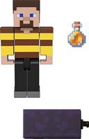 Mattel Minecraft Bees Shirt Steve Action Figure, 8,3 cm, met 1 Build-a-Portal Stuk & 1 Accessoire, Bouwspeelgoed Geïnspireerd door Videogame, Collectible Gift voor Fans & Kinderen Leeftijd 6 Jaar &