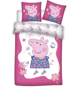 Peppa Pig peuterdekbedovertrek roze 100 x 135 cm Katoen