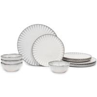 Serax 12-delige serviesset voor 4 | Inku Servies van Sergio Herman | 4 kleine witte borden, 4 grote borden, 4 pastakommen | Steengoed Home Kitchen Essentials Sets | Vaatwerk en servies | Keukengerei